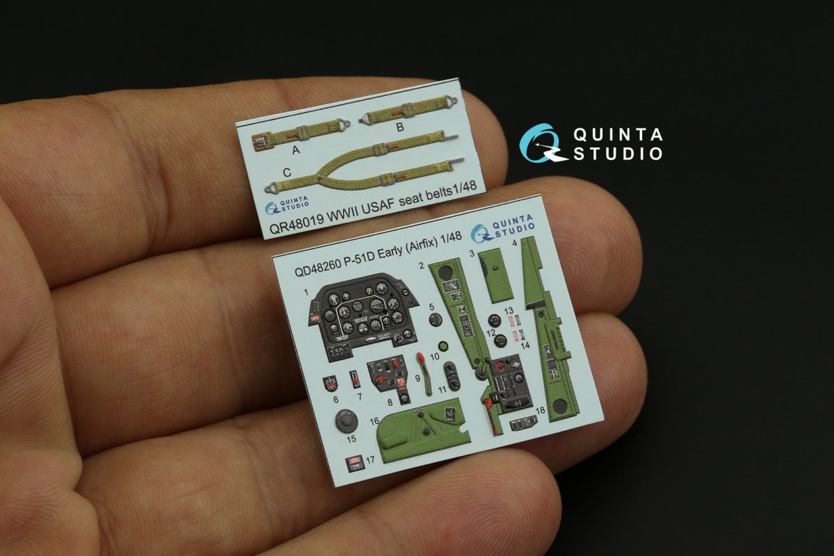 Quinta Studio QD48260 P-51D Early 3D-Printed &amp;amp; colored Interior on decal paper (Airfix) 1/48 – immagine 10