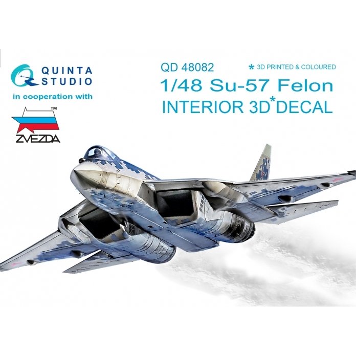 Quinta Studio QD48082 Su-57 3D-Printed &amp; colored Interior on decal paper (for Zvezda kit) 1/48