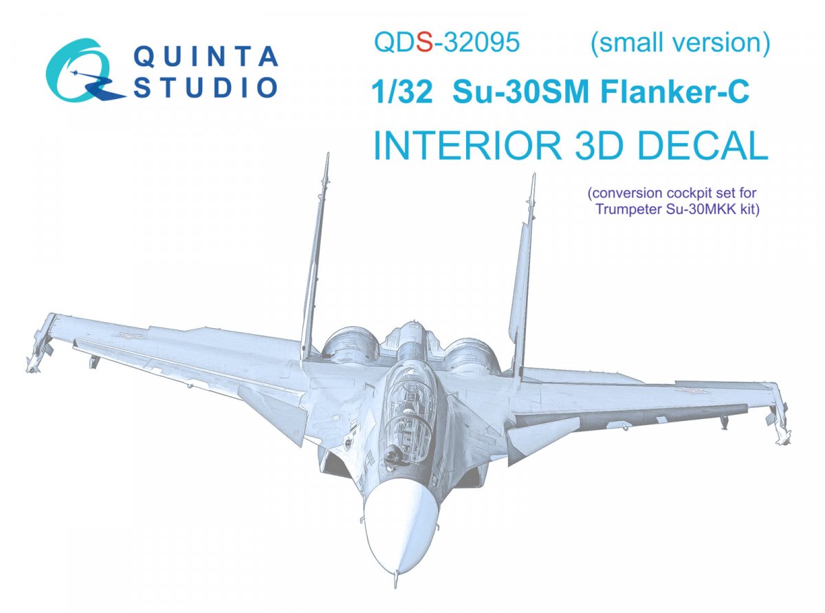 Quinta Studio QDS-32095 Su-30SM 3D-Printed &amp; colored Interior on decal paper (conversion for Trumpeter Su-30MKK) (Small version) 1/32