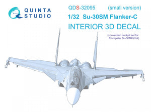Quinta Studio QDS-32095 Su-30SM 3D-Printed &amp;amp; colored Interior on decal paper (conversion for Trumpeter Su-30MKK) (Small version) 1/32