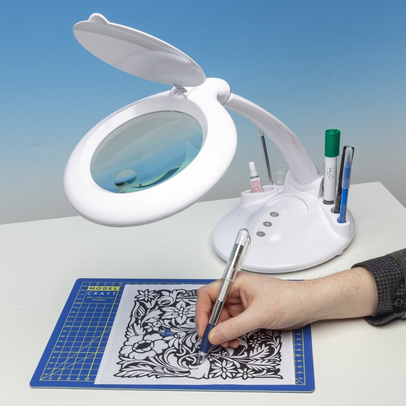 Lightcraft LC8098LED-EU LED Magnifier Table Lamp with Organizer Base – image 4