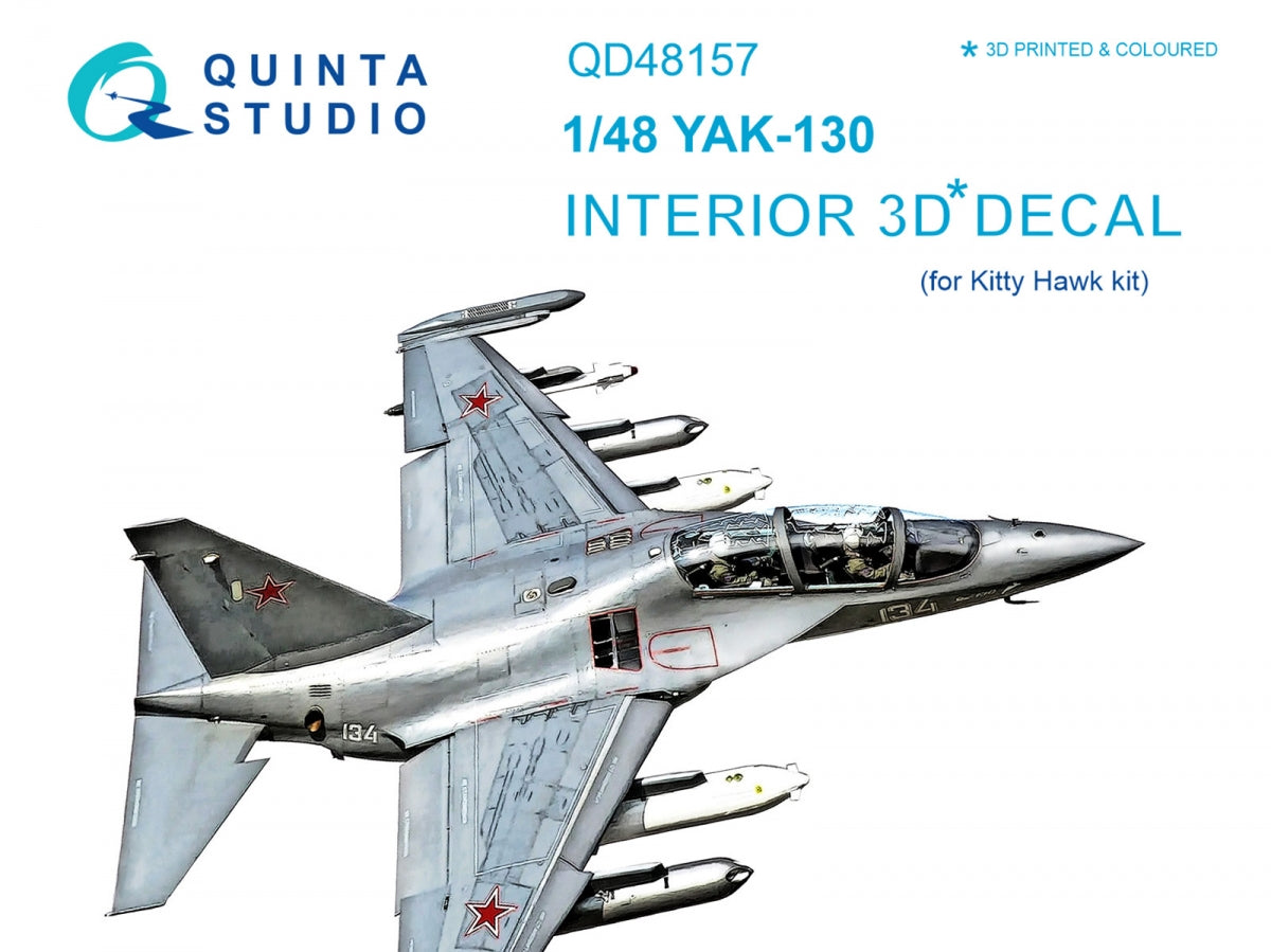 Quinta Studio QD48157 Yak-130 3D-Printed colored Interior on decal paper (for KittyHawk kit) 1/48