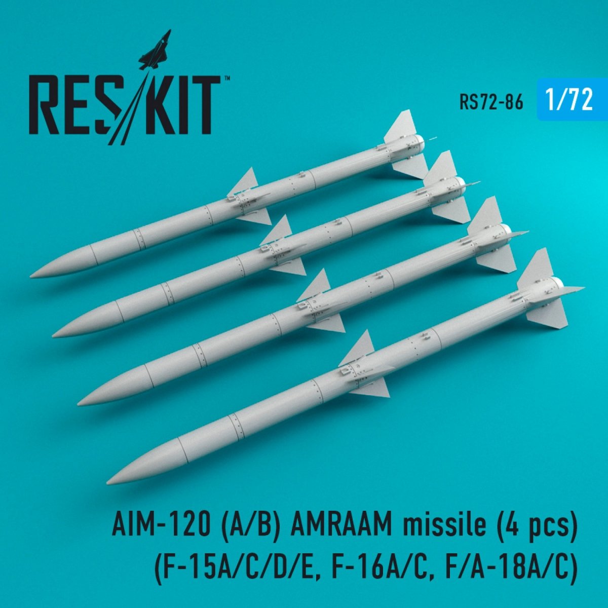 RESKIT RS72-0086 AIM-120 (A,B) AMRAAM MISSILES (4PCS) 1/72