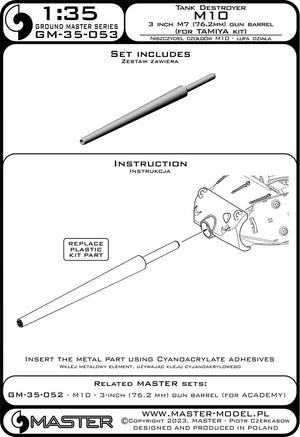 Master GM-35-053 M10 Tank Destroyer - 3-inch M7 (76.2 mm) gun barrel (for Tamiya model) 1/35 – Bild 3