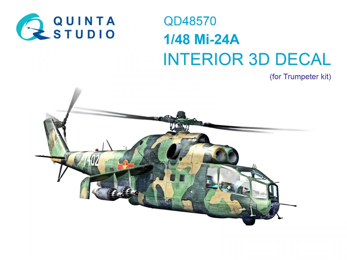 Quinta Studio QD48570 Mi-24A 3D-Printed &amp; colored Interior on decal paper (Trumpeter) 1/48