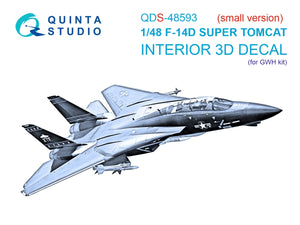 Quinta Studio QDS-48593 F-14D Super Tomcat 3D-Printed &amp;amp; colored Interior on decal paper (GWH) (Small version) 1/48