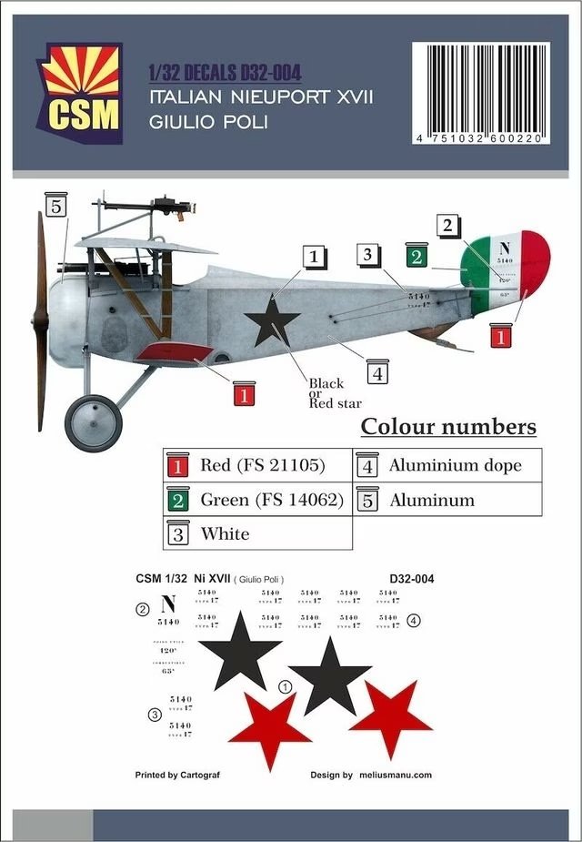 Copper State Models D32-004 Nieuport XVII italien Giulio Poli 1/32