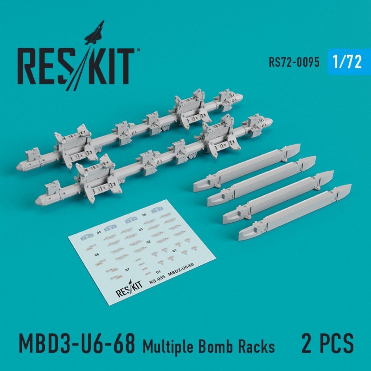 RESKIT RS72-0095 MBD3-U6-68 MULTIPLE BOMB RACKS (2 PCS) 1/72 – image 2