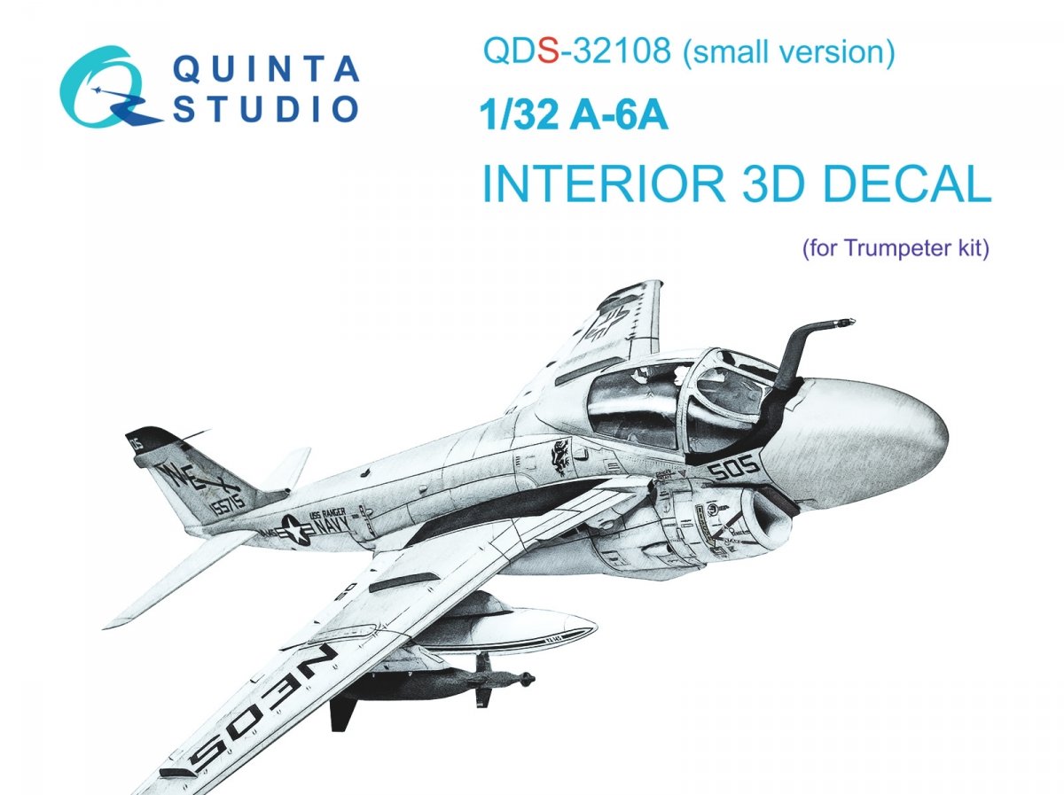 Quinta Studio QDS-32108 A-6A Intruder 3D-Printed &amp; colored Interior on decal paper (Trumpeter) (Small version) 1/32