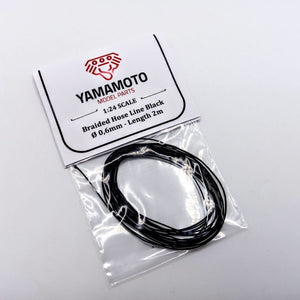 Yamamoto Model Parts YMPTUN75 Braided Hose Line Black 0.6mm 2m 1/24