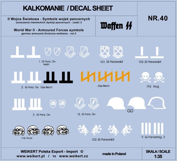 Weikert Decals DEC240 German Panzer Division Markings - vol.2 1/35