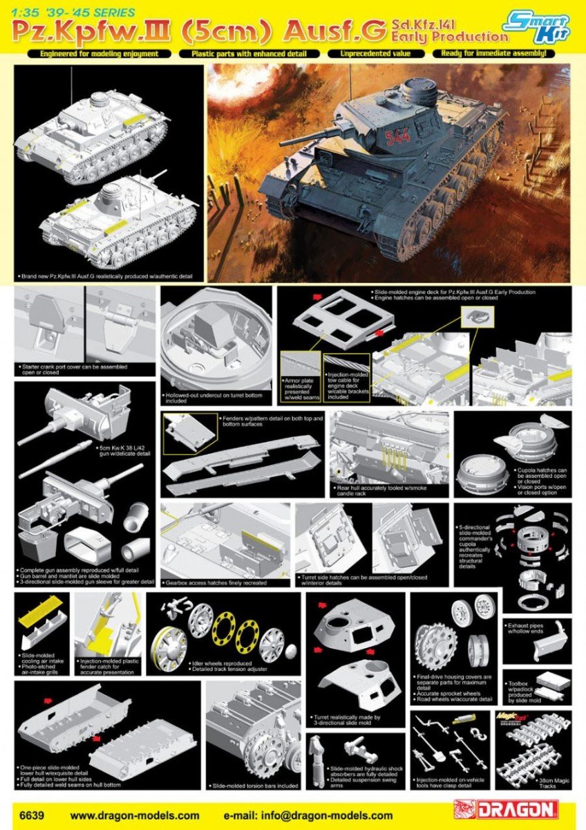 Dragon 6639 Pz.Kpfw.III (5cm) Ausf.G, Sd.Kfz.141, Early Production 1/35 – image 4