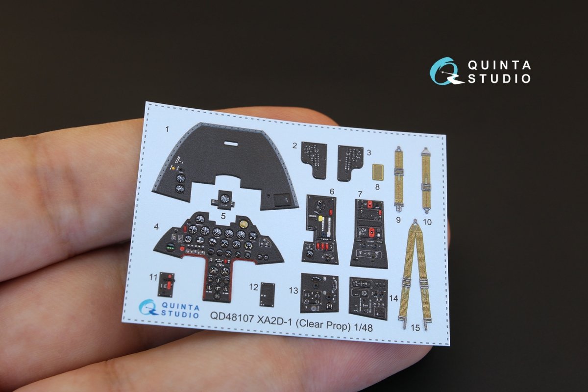 Quinta Studio QD48107 XA2D-1 3D-Printed &amp;amp; colored Interior on decal paper (for Clear Prop kit) 1/48 – image 2