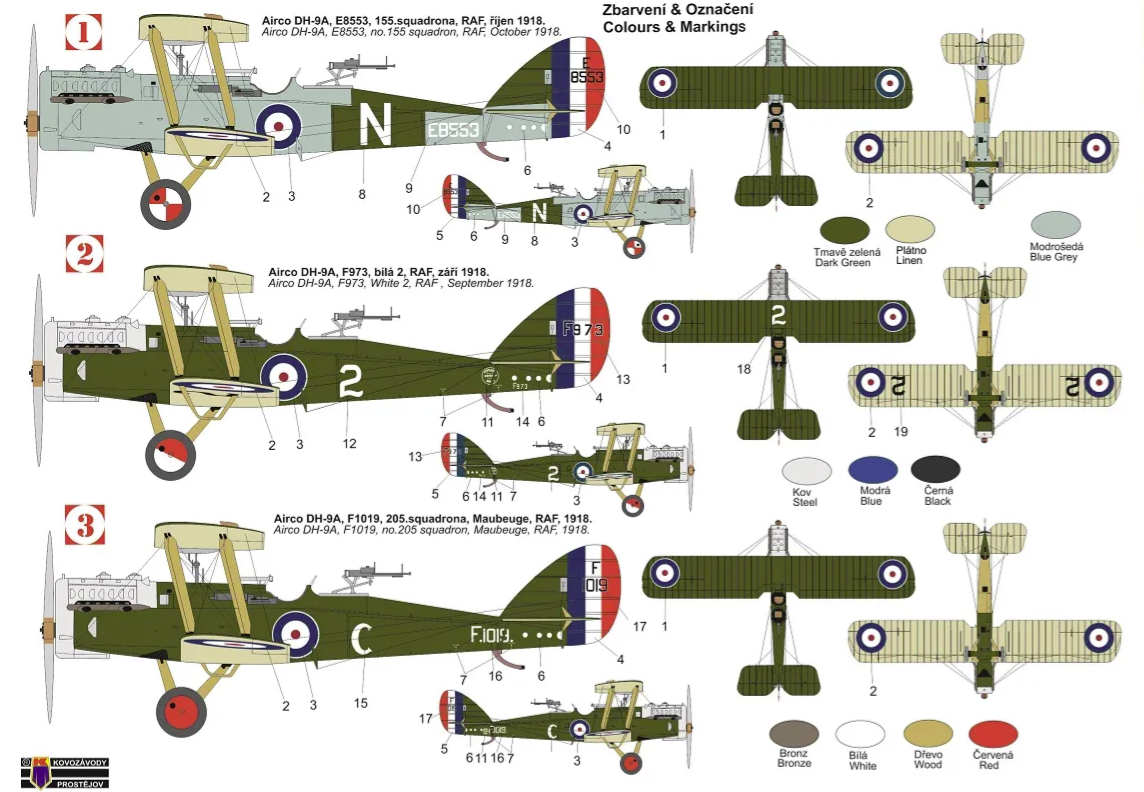 Kovozavody Prostejov KPM0310 Airco DH-9A “At war” 1/72 – obrázek 2