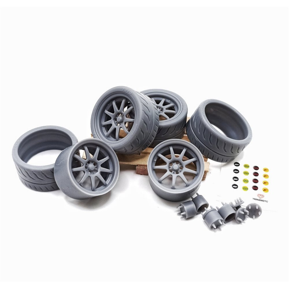 Yamamoto YMPRIM17 Work Emotion XD9 18 Inch + Tires Pro Kit 1/24 – Bild 2