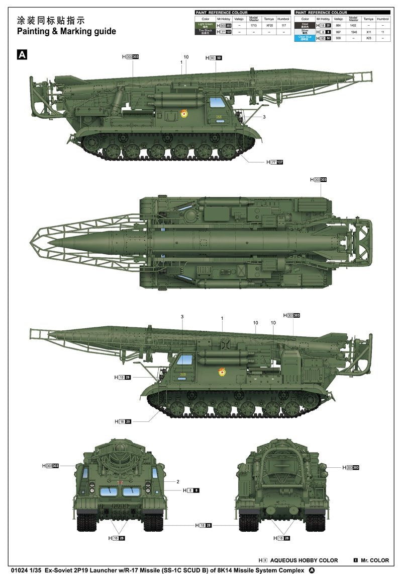 Trumpeter 01024 Ex-Soviet 2P19 Launcher w/R-17 Missile SS-1C SCUD B of 8K14 Missile System – image 3