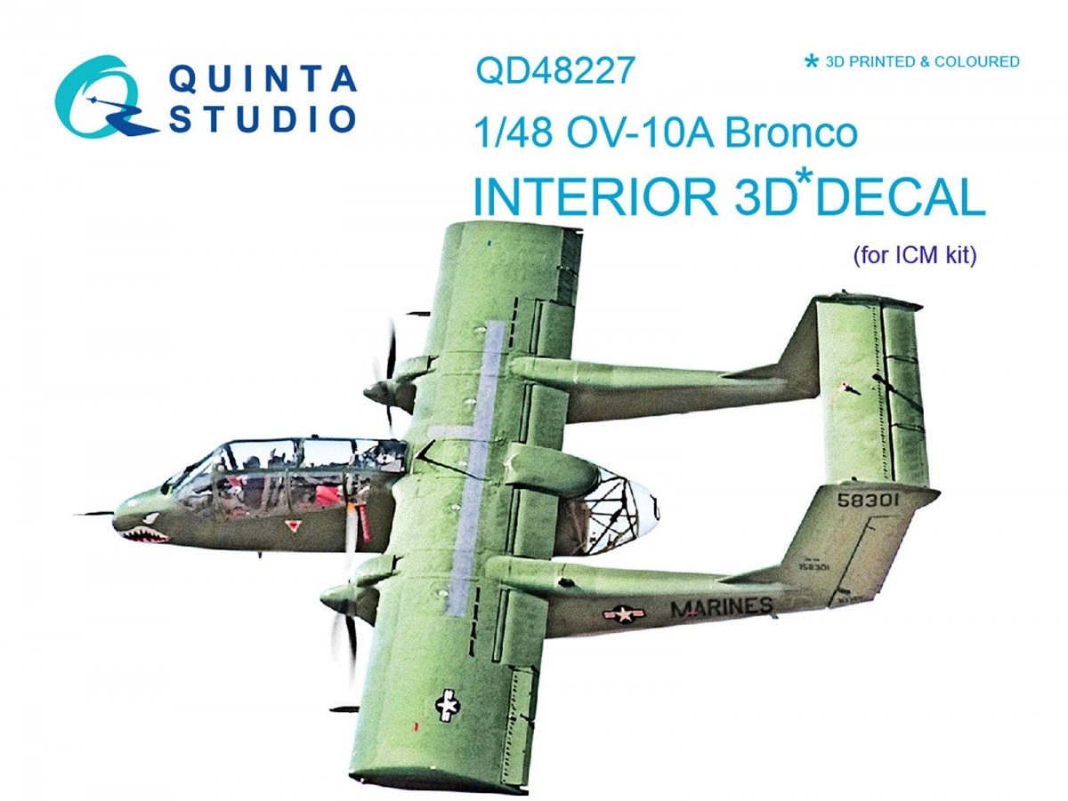 Quinta Studio QD48227 OV-10A Bronco 3D-Printed &amp; colored Interior on decal paper (for ICM kit) 1/48
