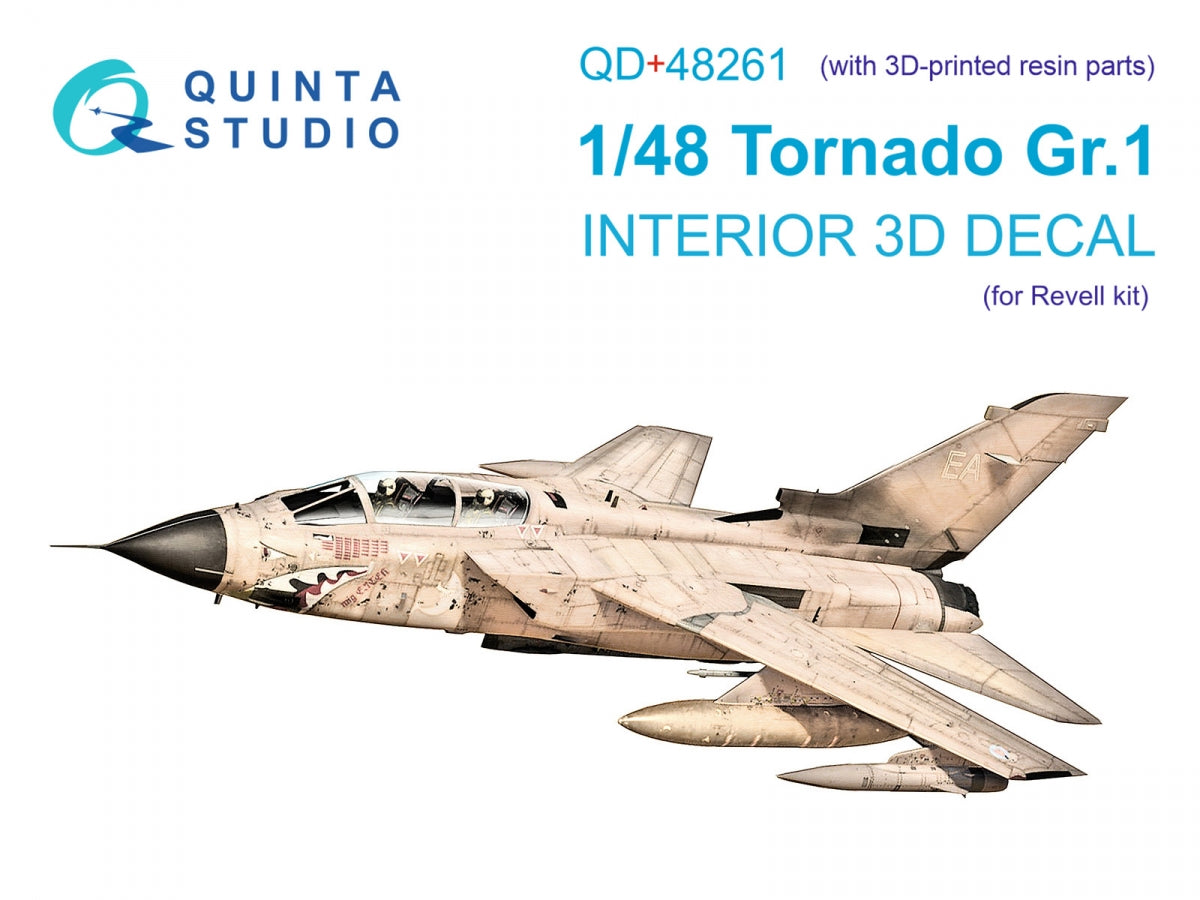 Quinta Studio QD+48261 Tornado GR.1 3D-Printed &amp;amp; colored Interior on decal paper (Revell) (with 3D-printed resin parts) 1/48