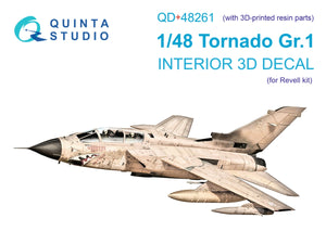 Quinta Studio QD+48261 Tornado GR.1 3D-Printed &amp;amp; colored Interior on decal paper (Revell) (with 3D-printed resin parts) 1/48