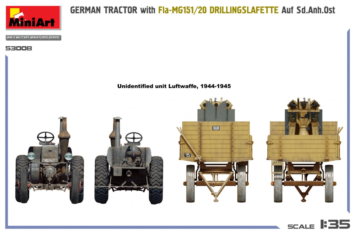 MiniArt 53008 GERMAN TRACTOR with Fla-MG151/20 DRILLINGSLAFETTE Auf Sd.Anh.Ost 1/35