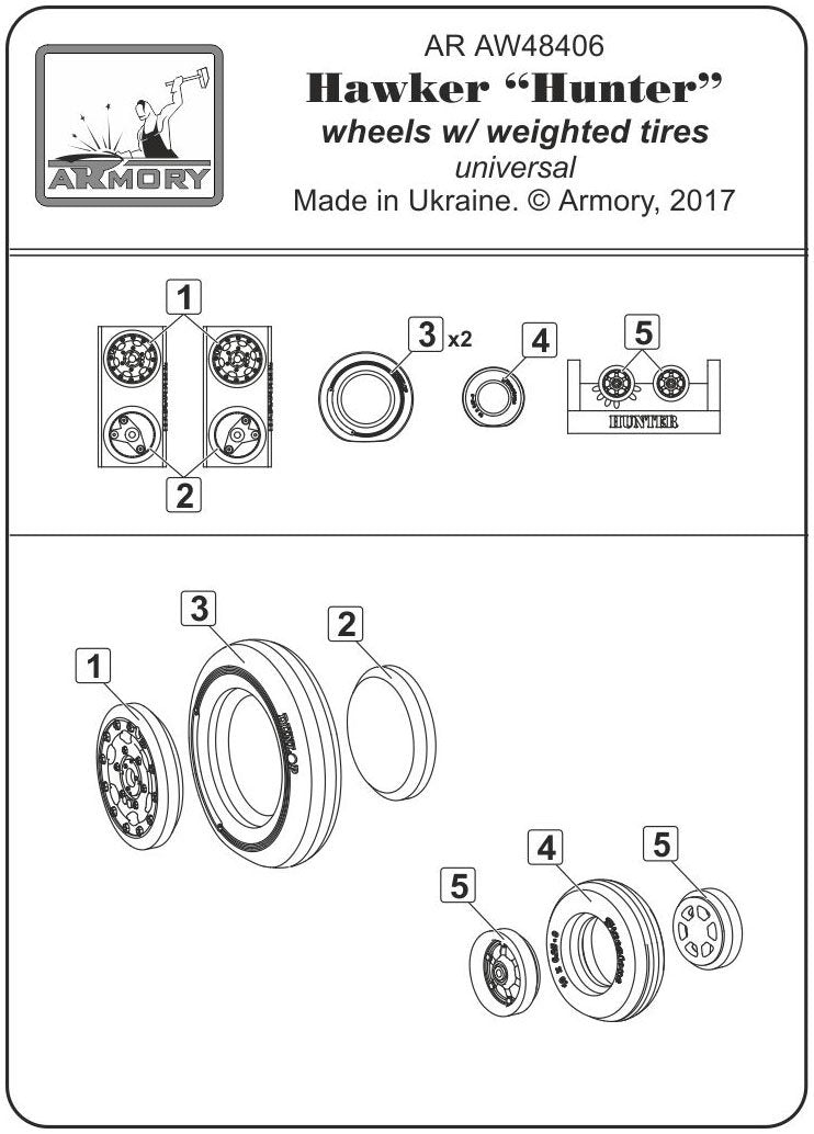 Armory Models AW48406 Hawker Hunter wheels w/ weighted tires 1/48 – Bild 7