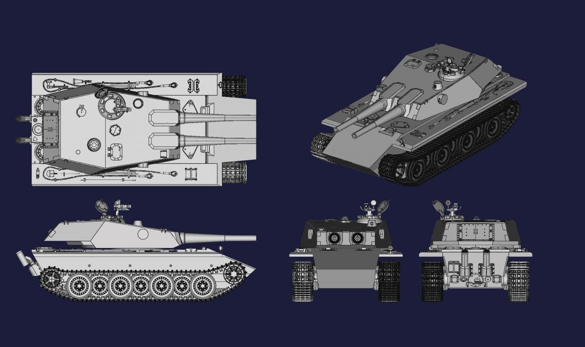 Modelcollect UA35011 Poing de guerre, char lourd allemand E-60 de la Seconde Guerre mondiale avec deux canons d&amp;#39;assaut de 128 mm, échelle 1/35 – image 3