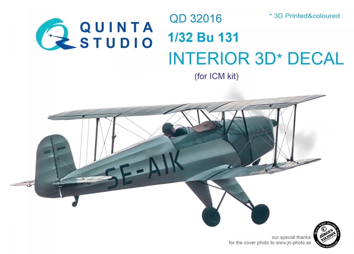 Quinta Studio QD32016 Bu 131 3D-Printed &amp; colored Interior on decal paper (for ICM kit) 1/32