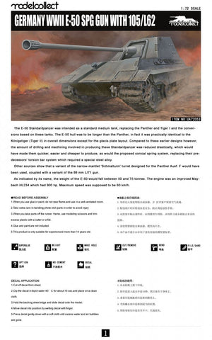 Modelcollect UA72053 Germany WWII E-50 SPG GUN with 105/L62 1/72 – image 2