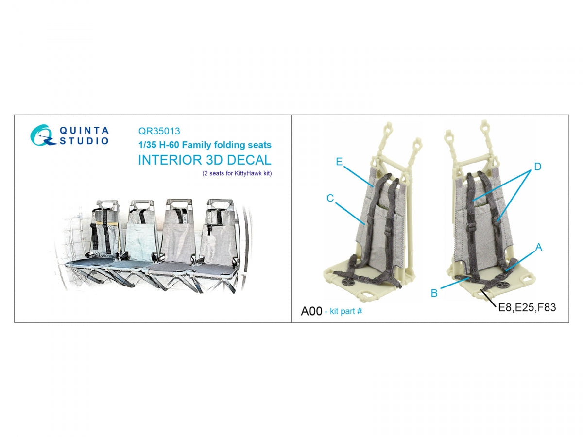 Quinta Studio QR35013 H-60 ​​Family folding seats (KittyHawk), 2 pcs 1/35 – immagine 2