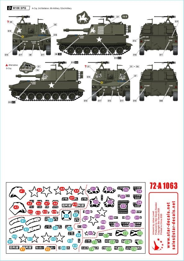 Star Decals 72-A1063 Big Guns in Vietnam. US Army M108 SP Howitzers and M109 155mm 1/72 – Bild 2