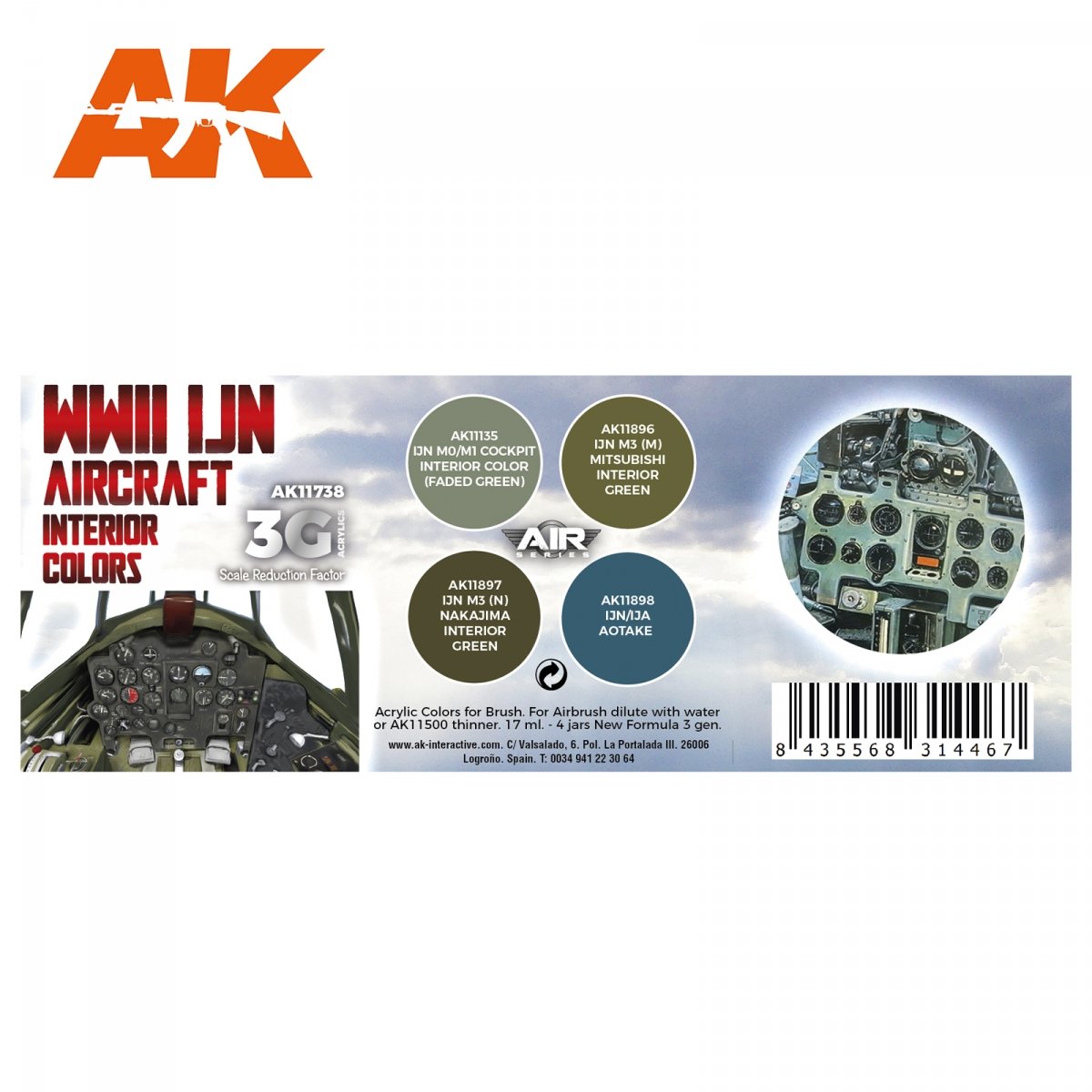 AK Interactive AK11738 WWII IJN AIRCRAFT INTERIOR COLORS 4x17 ml – obrázek 2