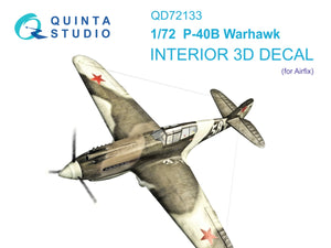 Quinta Studio QD72133 P-40B 3D-Printed colored Interior on decal paper (Airfix) 1/72