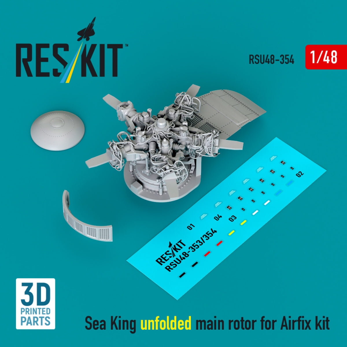 RESKIT RSU48-0354 Sea King unfolded main rotor for Airfix kit (3D printed) 1/48