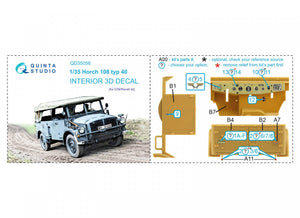 Quinta Studio QD35056 Horch 108 type 40 3D-Printed &amp;amp; colored Interior on decal paper ( ICM ) 1/35 – Bild 2