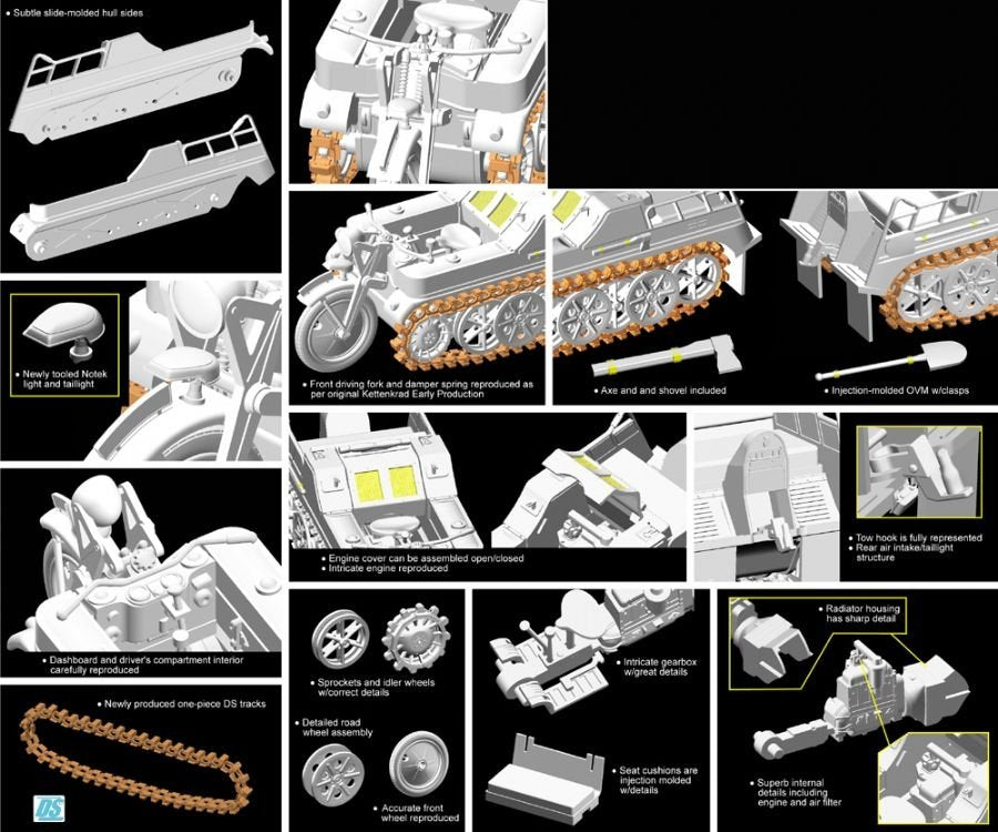 Dragon 6341 Sd.Kfz.2 Kettenkrad Early Production w/Infanteriekarren 1/35 – immagine 2