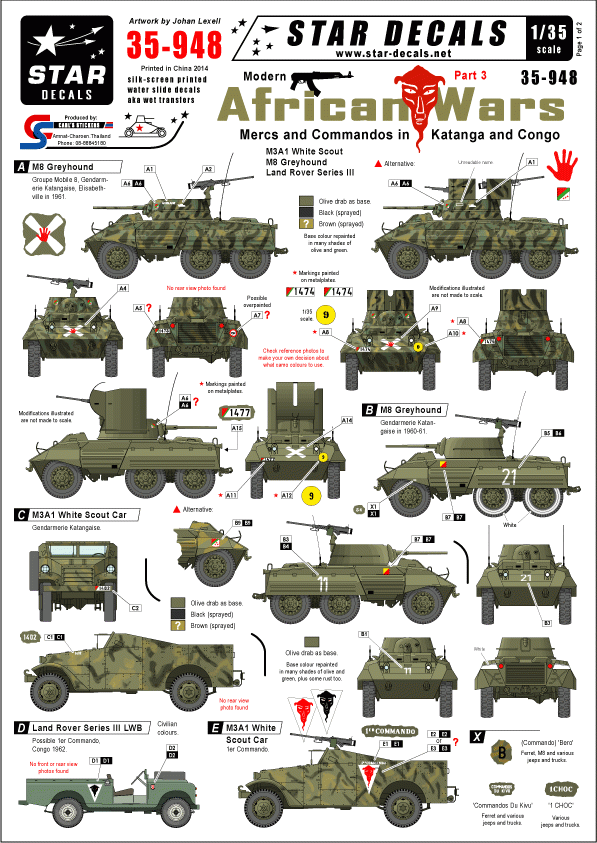 Star Decals 35-948 Guerres africaines modernes 3 1/35