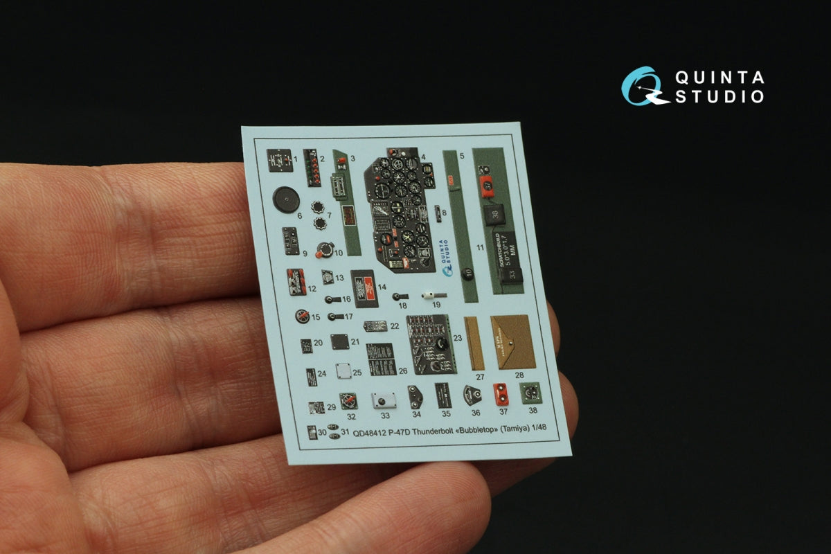 Quinta Studio QD48412 P-47D Thunderbolt Bubbletop 3D-Printed &amp;amp; colored Interior on decal paper (Tamiya) 1/48 – image 3