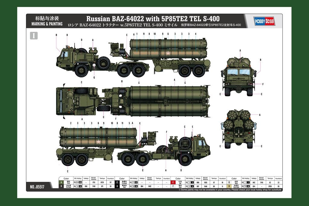 Hobby Boss 85517 Russian BAZ-64022 with 5P85TE2 TEL S-400 1/35 – zdjęcie 5
