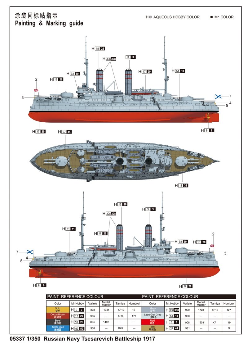 Trumpeter 05337 Russian Navy Tsesarevich Battleship 1917 1/350 – image 2