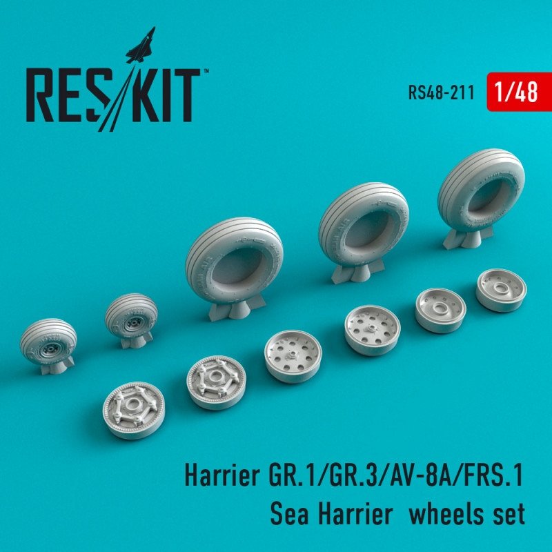 RESKIT RS48-0211 Harrier GR.1/GR.3/AV-8A/FRS.1/Sea Harrier wheels set 1/48