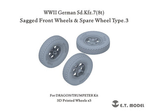 ET Model P35-134 WWII German Sd.Kfz.7(8t) Sagged Front Wheels &amp;amp; Spare Wheel Type.3 for Dragon / Trumpeter kit 1/35
