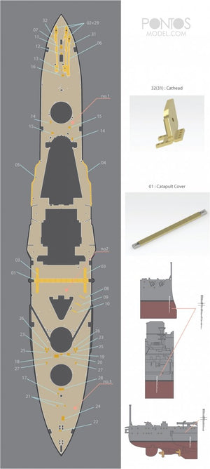 Pontos 35027WD1 HMS Warspite Wooden Deck set 1943 1/350 – Bild 5