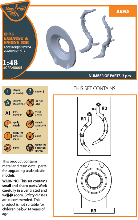 Clear Prop! CPA48005 Hawk H-75 M/N/O resin exhaust for CP kit ACCESSORIES 1/48 – image 2