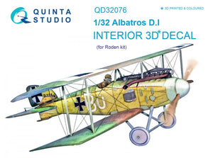 Quinta Studio QD32076 Albatros DI 3D-Printed &amp;amp; colored Interior on decal paper (for Roden kit) 1/32