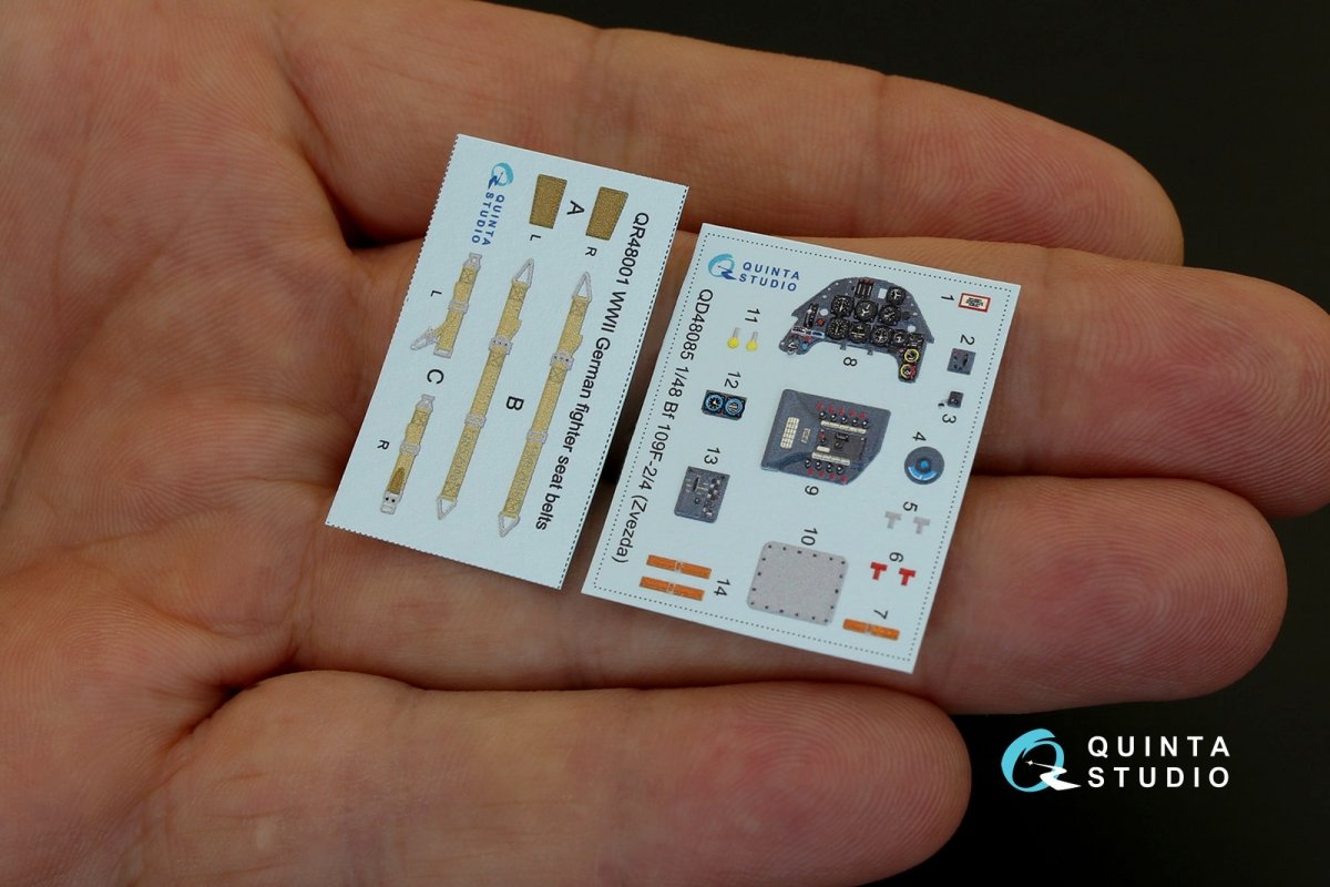 Quinta Studio QD48085 Bf 109F-2/F-4 3D-Printed &amp;amp; colored Interior on decal paper (for Zvezda kit) 1/48 – Bild 2