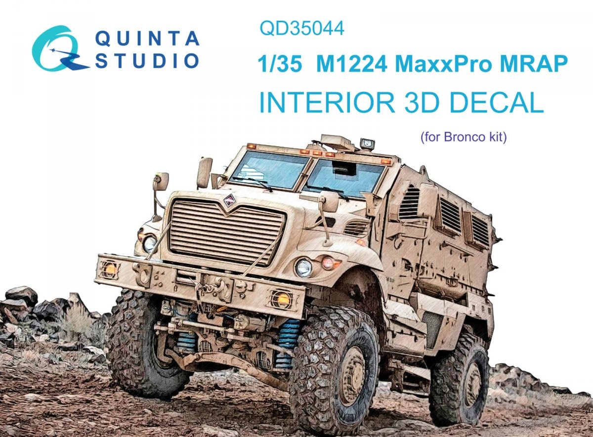 Quinta Studio QD35044 M1224 MaxxPro MRAP 3D-Printed &amp; colored Interior on decal paper (Bronco) 1/35