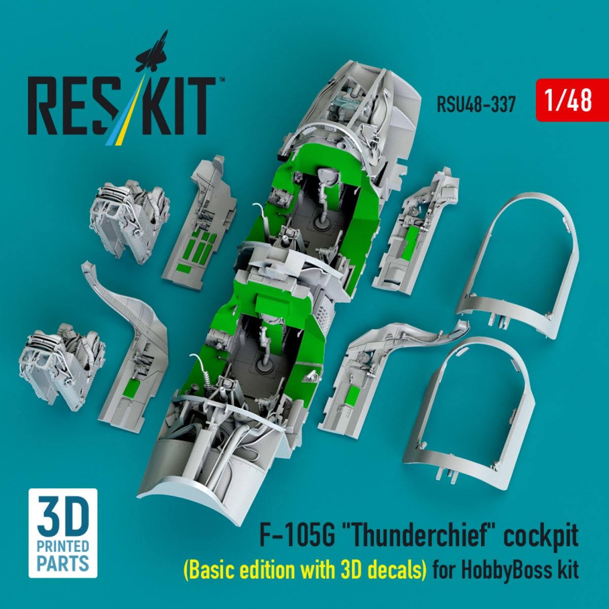 RESKIT RSU48-0337 F-105G &amp;quot;Thunderchief&amp;quot; cockpit (Basic edition with 3D decals) for HobbyBoss kit (3D Printed) 1/48 – image 4