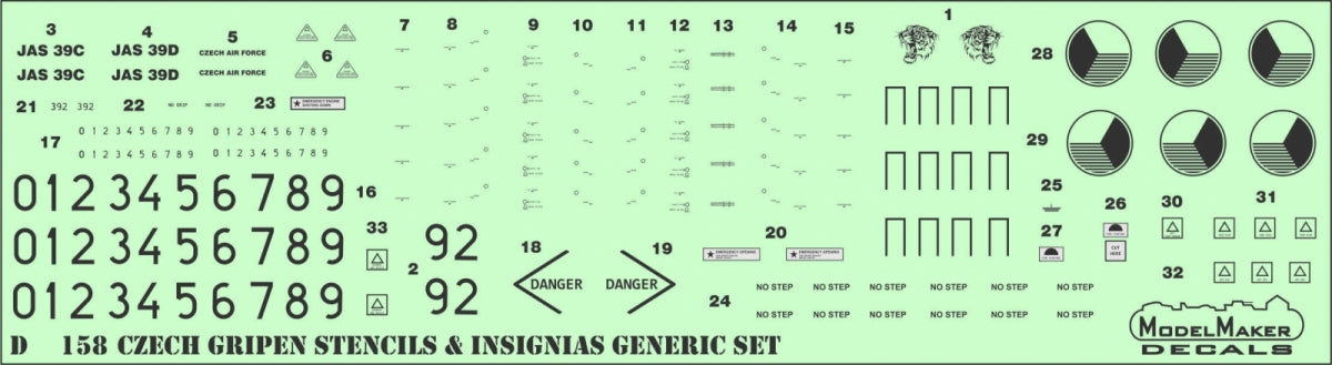 ModelMaker Decals D48158 Czech Gripen Stencils &amp;amp; Insignias generic set 1/48 – obrázek 2