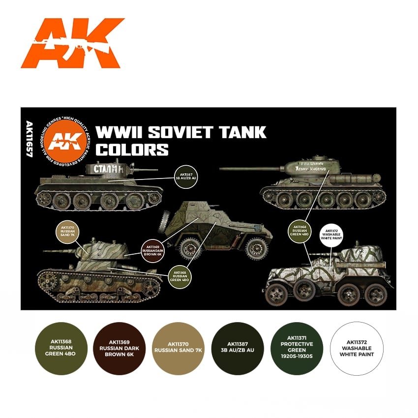 AK Interactive AK11657 3G WWII SOVIET TANK COLORS 6x17 ml – imagen 2