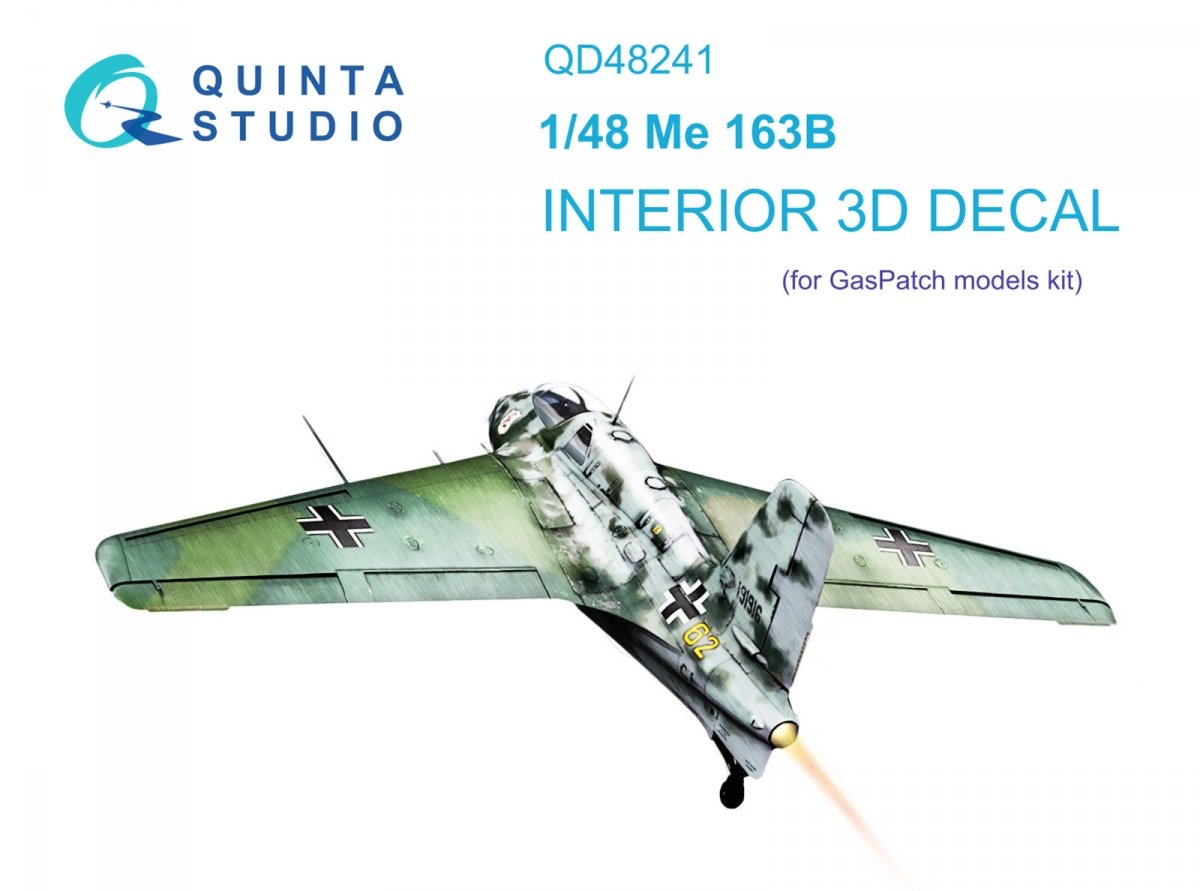 Quinta Studio QD48241 Me 163B 3D-Printed &amp;amp; colored Interior on decal paper (GasPatch models) 1/48